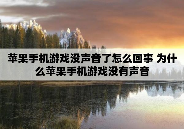 手机玩游戏为什么会静音_手机静音玩游戏会有嘶嘶声_静音玩手机游戏会掉帧吗