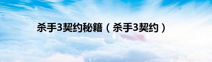 手机上玩杀手3契约游戏_杀手契约有什么用_杀手契约配置